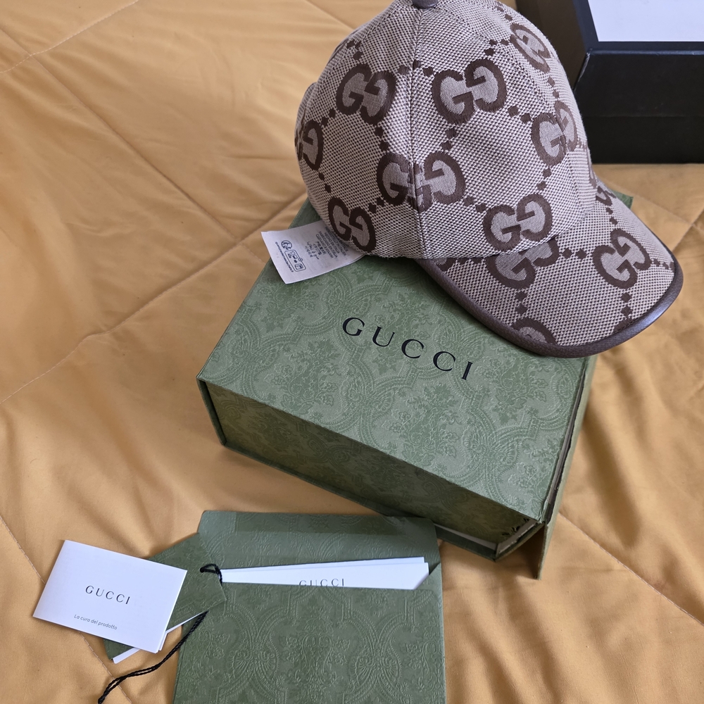 Authentic Gucci Beige and Brown GG Monogram Cap